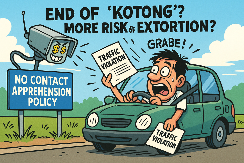 No Contact Apprehension Policy caricature
