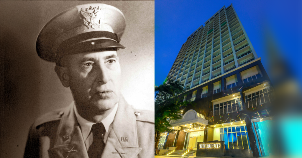 A historical portrait of Don Tomas Morato, Quezon City’s first mayor, alongside the modern façade of The Tribute Hotel—standing today on the avenue that bears his name. Don Tomas Morato portrait beside The Tribute Hotel façade, a Tomas Morato boutique hotel in Quezon City honoring the city’s first mayor. tomas morato boutique hotel