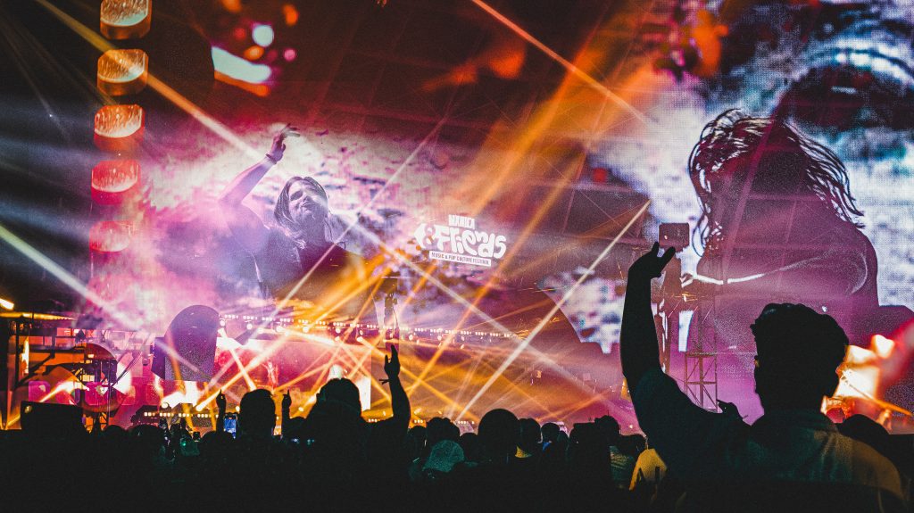 Seven Lions performing a melodic bass set at &FRIENDS Festival 2025, Okada Cove, under lights and visuals during EDM festival Asia 2025