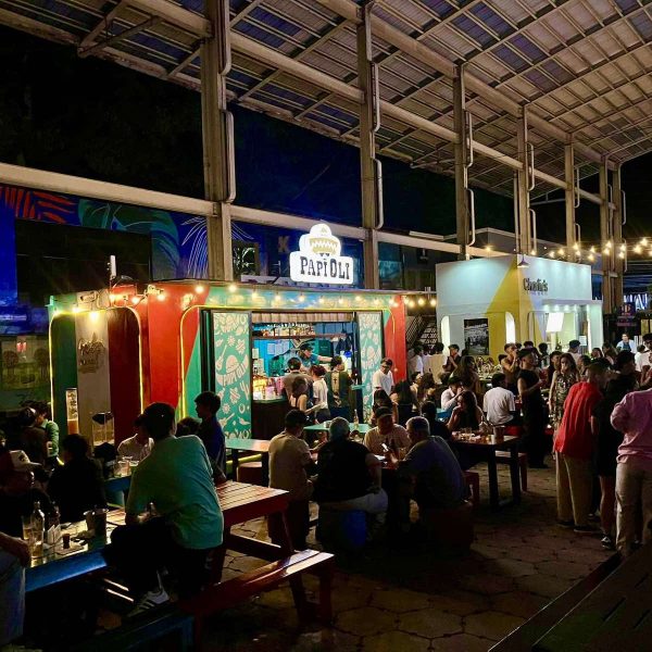 Exterior of Papi Oli Katipunan tacos at The Pop-Up Katipunan, a container-van food park known for its late-night eats.