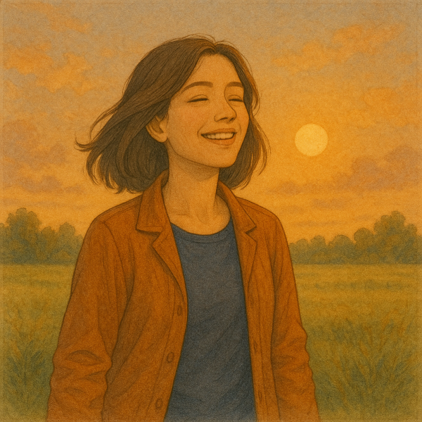  From heartbreak to healing—this TOTGA one that got away watercolor shows a smiling woman under a golden sky, symbolizing peace after 