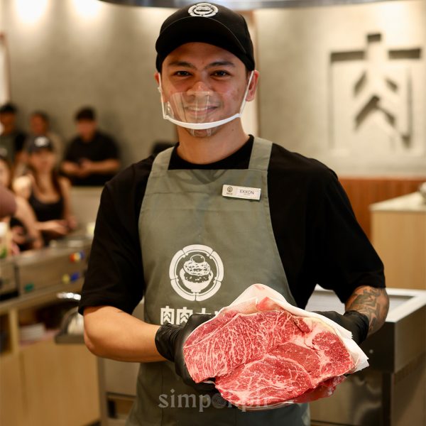 Cross-section of premium marbled wagyu beef used for Japanese hamburger steak Manila.
